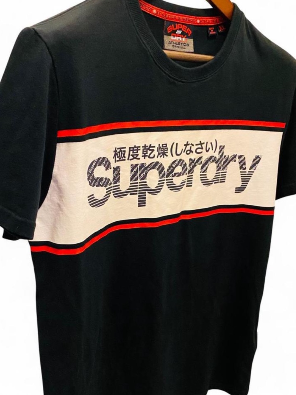 Superdry Black x White Tee with Red Accent SZ XL